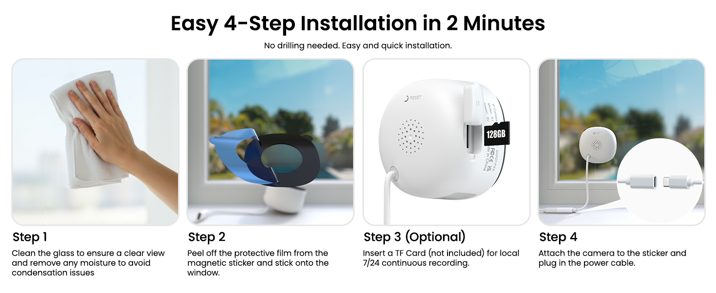Four-Step Installation for window camera