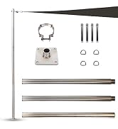 Amgo 12ft Stainless Steel Sun Shade Sail Pole &amp; Mounting, Height Adjustable Heavy Duty Post Kit w...