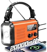 Emergency Crank Radio, 20000mAh / 74000mWh Solar Hand Crank Weather Radio with NOAA/AM/FM, Batter...