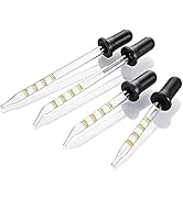 4 Pack, 1 mL Glass Eye Dropper with Measurement - Long &amp; Short, Bent &amp; Straight Tip Calibrated Gl...