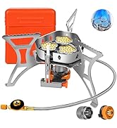 6800W Camping Backpacking Stove, Outdoor Portable Burner Cooking Stove with Fuel Canister Adapter...