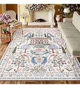 LIVEBOX Soft 8x10 Area Rug for Living Room, Washable French Manor Beige Area Rug for Bedroom, Non...