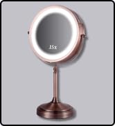 MIRRORVANA Lighted 15X/1X Magnifying Mirror on Stand (Bronze)
