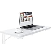 TEAMIX Wall Mounted Desk, White Folding Desk for Small Spaces Floating Shelf Organizer with Heavy...