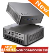 Glorlin AI Mini PC AMD Ryzen 7 Pro 8845HS CPU Radeon 780M Graphics 16GB DDR5 RAM 500GB SSD