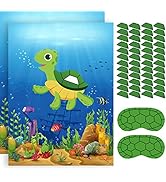 NEBURORA 2 Pack Pin The Shell on The Turtle Party Game 2 Large 21"x 28" Posters with 48pcs Sticke...