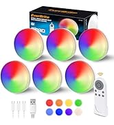 EverBrite Led Puck Lights with Remote Control, Rechargeable 2000mAh Linked Sensor Under Cabinet L...