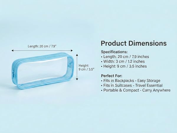 Blue PVC Zipper Pencil Bag