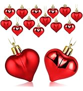 Liitrton 15 PCS Heart Shaped Decorations for Christmas Tree Party Decor Valentine's Day Hanging O...