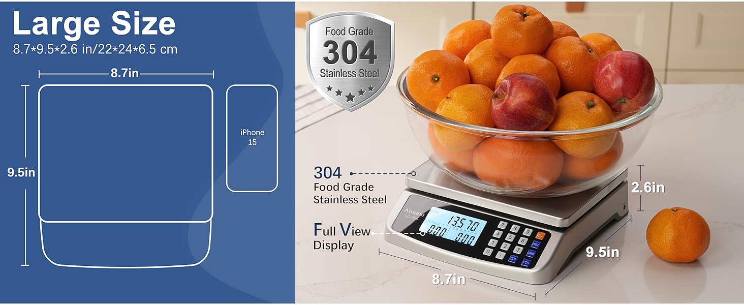 ATOGOU 66lb/30kg Large Digital Kitchen Scale