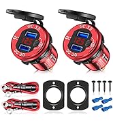 [2022 Upgraded]2Pcs 12V/24V USB Outlet, Quick Charge 3.0 12V Socket USB Charger with Voltmeter&amp; O...
