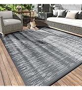 MontVoo Outdoor Rug Waterproof 5x8 ft Outdoor Carpet Patio Rug Mat Reversible RV Camping Rug Plas...