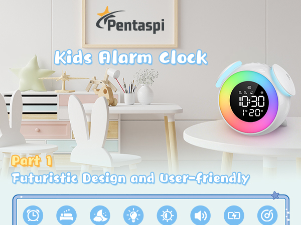 PENTASPI Kids Alarm Clock, Ok to Wake Clock for Kids