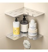 Bernkot Corner Shower Shelf 8'', Grout in Shelf w/Hooks, Heavy Duty 304 Stainless Steel Shelf L-S...