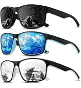Foliful Square Polarized Sunglasses for Men and Women, Mens Sunglasses UV Protection with Lightwe...