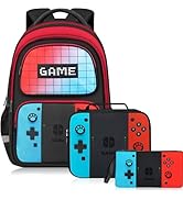 School Backpack For Boys - 3pcs Gamer Boys Backpack With Lunch Box And Pencil Case For Kids Child...