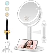 MOMOKUBA Makeup Mirror with Lights, Double Sided 1x/30x Magnifying Mirror with Light, Rechargeabl...