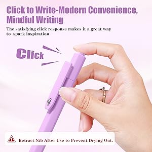 The fidget pen with rotatable circular tab design can be easily attached to notebook pockets