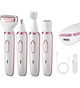 4-in-1 Electric Razor for Women - Rechargeable Painless Body &amp; Facial Hair Remover, Bikini Trimme...