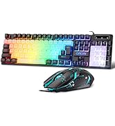 CHONCHOW Gaming Keyboard and Mouse Combo, USB Wired RGB Backlit, Mechanical Feel Anti-ghosting Ke...