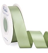 Ribbli Dusty Sage Satin Ribbon Double Faced Satin 1 Inch x Continuous 25 Yards-Sage Green Ribbon ...