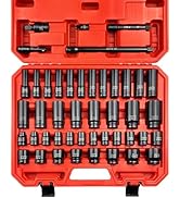 EACELIY 45pcs 1/2" Socket Set, Drive Deep and Shallow Impact Socket Set, Including 3 ", 5", 10" I...