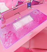 RGB Cherry Blossom Gaming Mouse Pad Pink 31.5x12 Inch PC XL Large Extended Glowing Led Light Up D...