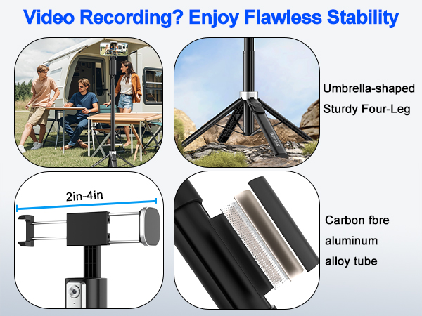 4-leg structure + high-quality ABS plastic: Our Apple phone tripod ensures maximum stability.