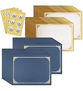 SUNEE 75pcs Certificate Kit, 25pcs Navy Blue Certificate Holders &amp; 25pcs Letter Size Certificate ...