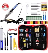 Soldering Iron Kit - Soldering Iron 60 W Adjustable Temperature, Solder Wire, Tweezers, Soldering...