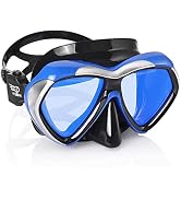 Adult Scuba Diving Mask, Anti-Fog Snorkel Goggles Tempered Glass Swim Mask Goggles with Nose Cove...