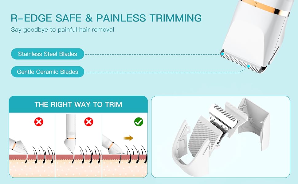 HEBECA Body Hair Trimmer – Ceramic Blade for Effortless Hair Removal with Adjustable Guide Combs