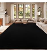 qulint Black Rug for Living Room, 8x10 Washable Rug for Bedroom with Thickened Memory-Foam, Moder...