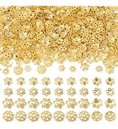 Craftdady Flower Bead Caps Hollow Lotus Beads Petal Flower Bead Caps Metal Brass Spacer Beads for...