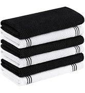 Homaxy Premium Cotton Kitchen Towels(16" x 26", 6 Pack), Large 380 GSM Dual Design Dish Towels, H...