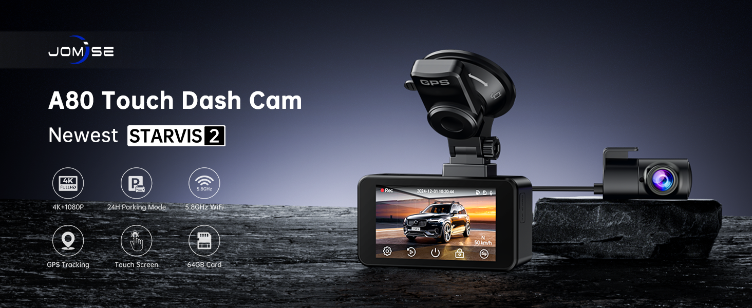 A80 touch dash cam front and rear
