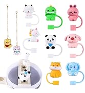 10pc 3D Animal Straw Topper for Stanley Reusable Silicone Animal Straw Cover with Cup Accessories...