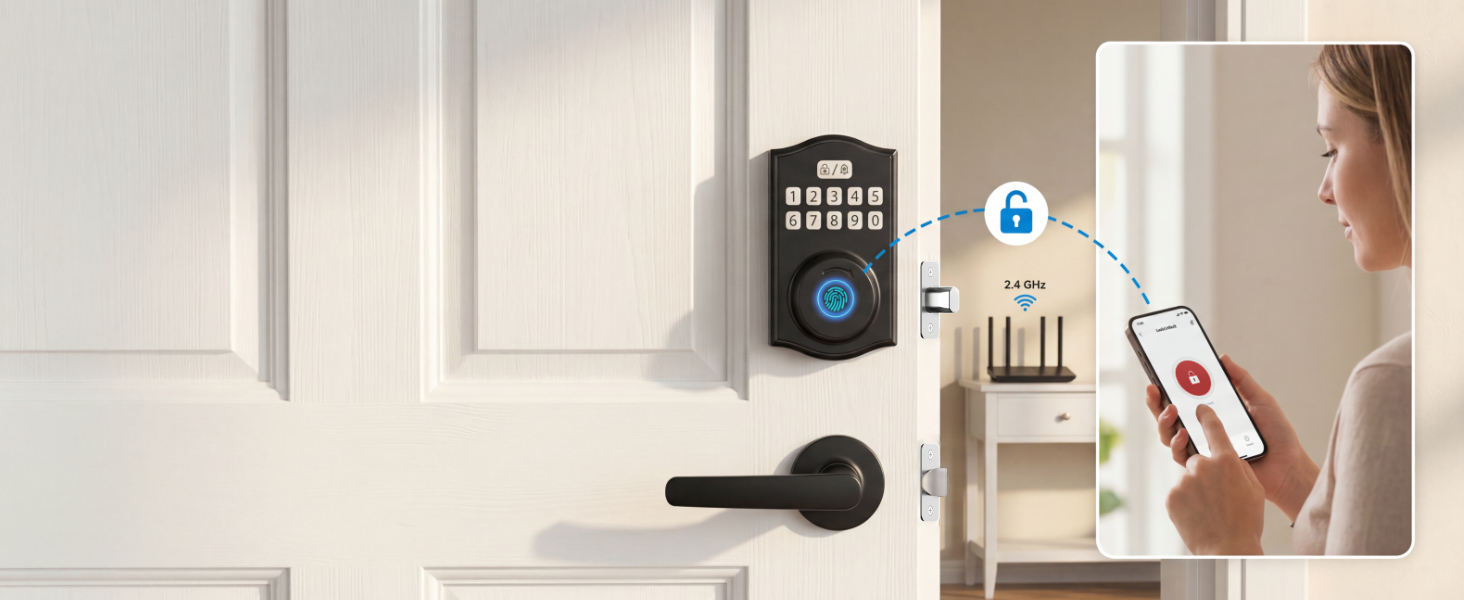Smart lock with built-in wifi no gateway or hub needed for app remote control