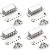 Ravinte 4 Pack Silver Magnetic Door Catch, Brushed Satin Nickel Cabinet Magnets, Strong Magnetic ...