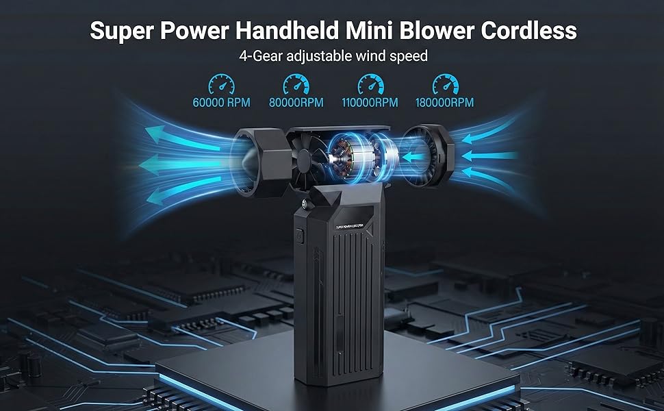 electric air duster Smart Design for Delicate Electronics: Equipped with 4 gear