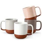 MALACASA Ceramic Coffee Mugs Set of 4, 11oz Coffee Cups, Modern Farmhouse Mugs for Coffee, Latte,...