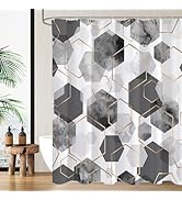 Litabel Grey Modern Shower Curtain for Bathroom, Gray Geometric Art Decor Waterproof Bath Curtain...