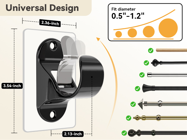 stick on curtain rod holder