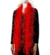 Soarer Red Ostrich Feather Boa - 2Yards 1Ply Long Boas for Holiday Party,Home Decor,DIY Craft Sew...
