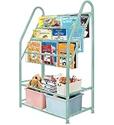 aboxoo Metal Kids Bookshelf Green Bookcase Freestanding for Children Room 24 in Toy Organizer Gre...