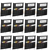 12 Pack Chair Pockets for Classrooms, Black Chair Pocket with 3 Heavy Duty Storage Pocket, Chair ...