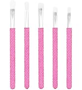 Eye Makeup Brushes Set 5PCS,Bling Crystal Eye brushes, Premium Eyeshadow Brush, Angled Brush (Pink)