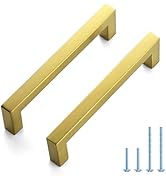 JOY DECOR 10 Pack Cabinet Handles, Gold Cabinet Pulls, 5 Inch Kitchen Handles Square Drawer Pulls...