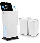 Telescoping Kitchen Trash Can with Lid,20L to 45L Adjustable Capacity Garbage Can Comes with Two ...