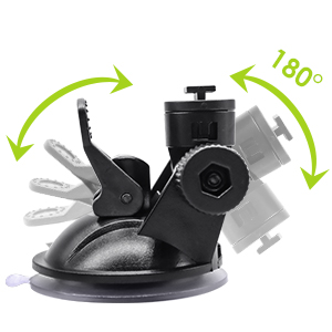dash cam mount replacement with 180 adjustable angle cam mount